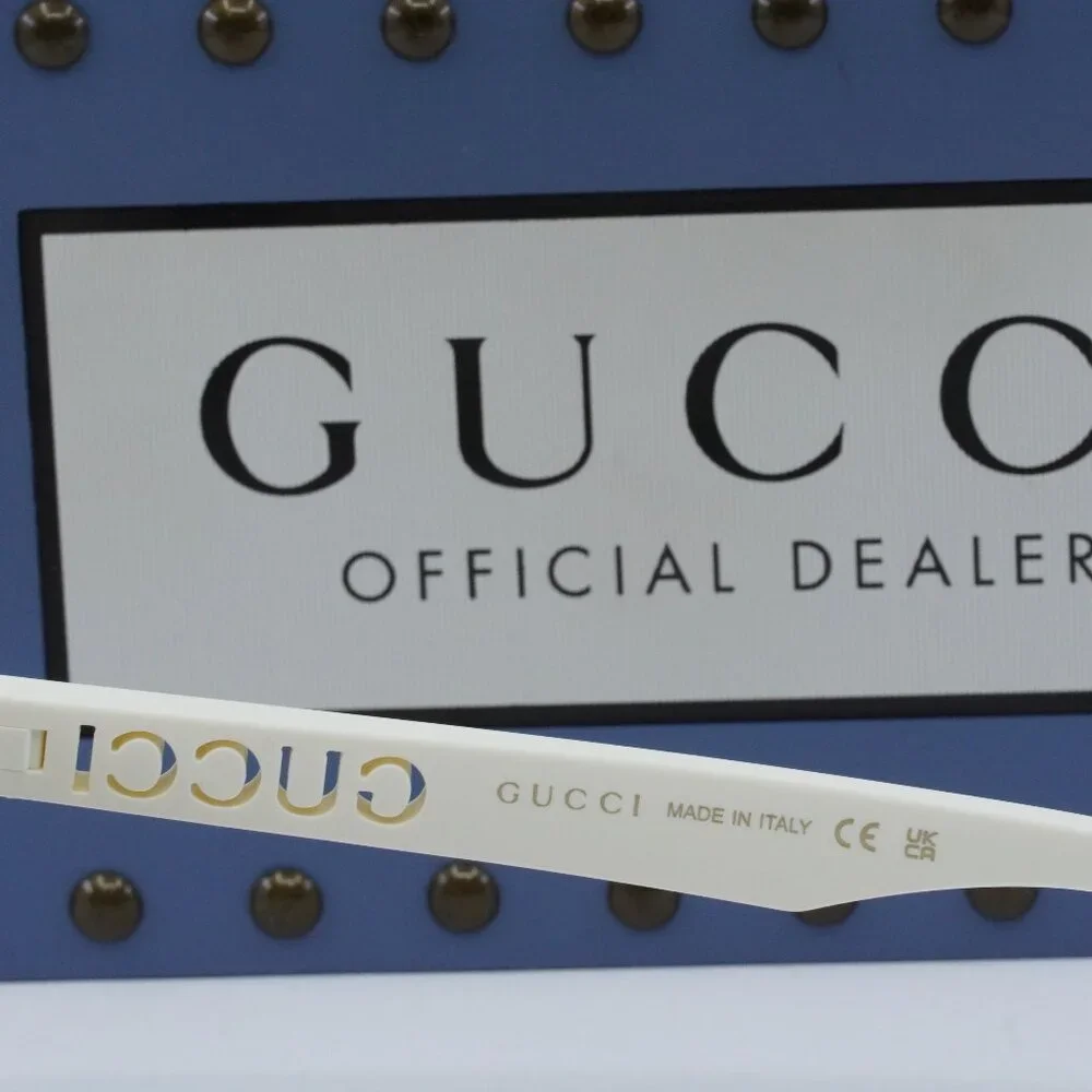 Gucci GG1570S 003 Matte White/Brown Sunglasses